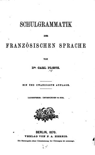 Tapa de Schulgrammatik der französischen Sprache