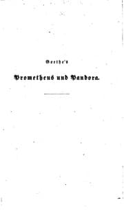 Tapa de Goethe's Prometheus und Pandora