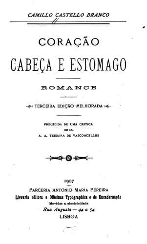 Tapa de Coração, cabeça e estomago: romance