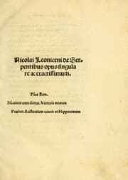 Tapa de Nicolai Leoniceni De serpentibus opus singulare ac exactissimum