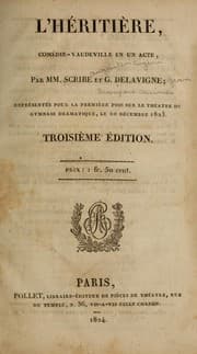 Tapa de L'héritière, comédie-vaudeville en un acte