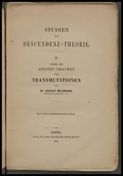 Tapa de Studien zur Descendenztheorie. II. über die letzen Ursachen der Transmutationen