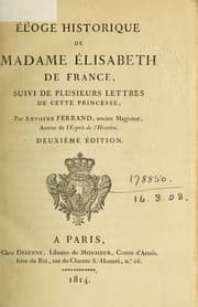 Tapa de Éloge historique de Madame Elisabeth de France