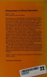 Tapa de Dimensions of moral education