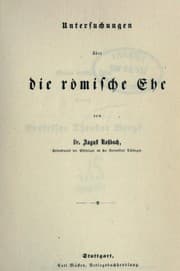 Tapa de Untersuchungen über die römische Ehe