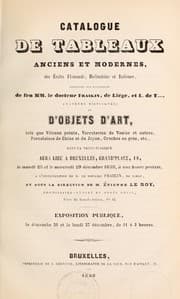 Tapa de Catalogue de tableaux anciens et modernes, des écoles flamande, hollandaise et italienne, provenant des successions de feu Mm. le docteur Fraikin ...