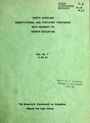 Tapa de North Carolina constitutional and statutory provisions with respect to higher education