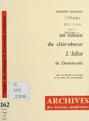 Tapa de Un roman du clair-obscur, l'Idiot de Dostoïevski