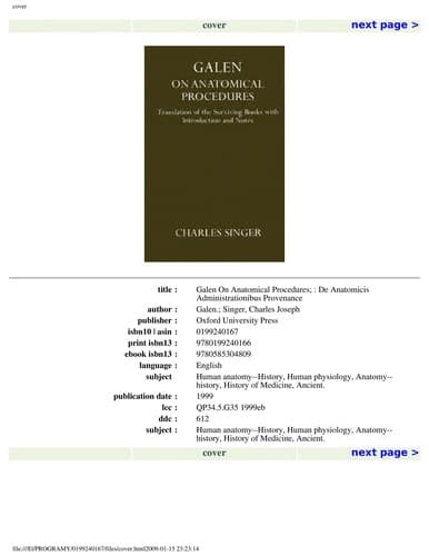 Tapa de On anatomical procedures: De anatomicis administrationibus