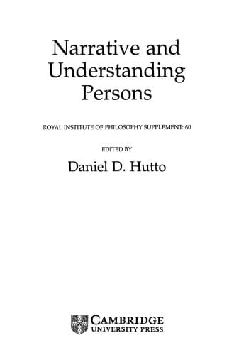 Tapa de Narrative and understanding persons