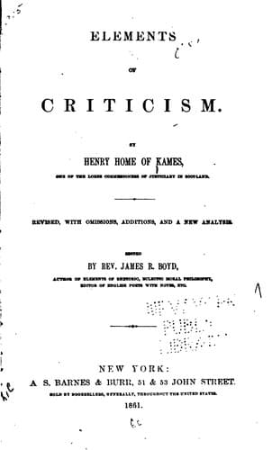 Tapa de Elements of Criticism