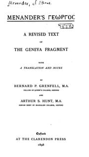 Tapa de Menander's Geōrgos: A Revised Text of the Geneva Fragment