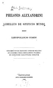 Tapa de Philonis Alexandrini libellus De opificio mundi