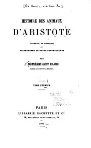 Tapa de Histoire des animaux d'Aristote