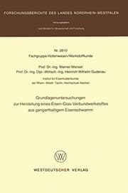 Tapa de Grundlagenuntersuchungen zur Herstellung eines Eisen-Glas-Verbundwerkstoffes aus gangarthaltigem Eisenschwamm