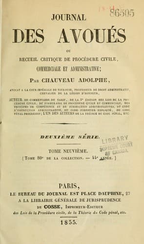 Tapa de Journal des avoués