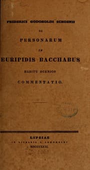 Tapa de De personarum in Euripidis Bacchabus habitu scenico commentatio