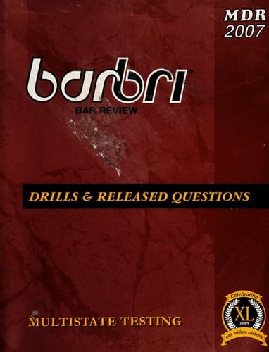 Tapa de Barbri Drills & Released Questions Multistate Testing MDR 2007