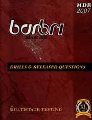 Tapa de Barbri Drills & Released Questions Multistate Testing MDR 2007