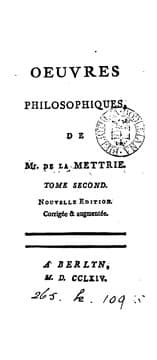 Tapa de Œuvres philosophiques de m. de la Mettrie