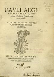 Tapa de Pauli Aeginetae Pharmaca simplicia