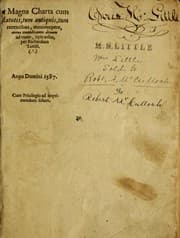 Tapa de Magna Charta cum statutis, tum antiquis, tum recentibus, maximopere, animo tenendis, nunc demum, ad vnum, tipis aedita, per Richardum Tottill