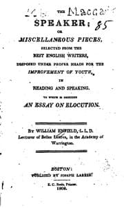 Tapa de The Speaker; Or Miscellaneous Pieces: Selected from the Best English Writers ..
