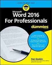 Tapa de Word 2016 For Professionals For Dummies