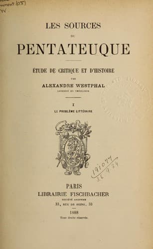 Tapa de Les sources du Pentateuque