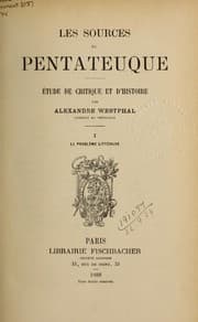 Tapa de Les sources du Pentateuque