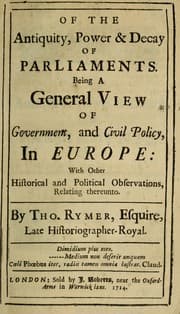 Tapa de Of the antiquity, power & decay of parliaments