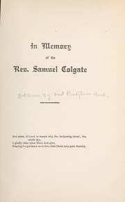 Tapa de In memory of the Rev. Samuel Colgate ...