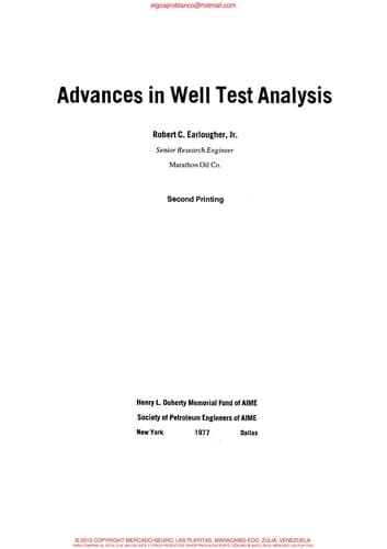 Tapa de Advances in well test analysis