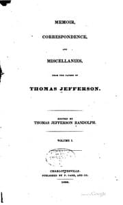 Tapa de Memoir, Correspondence, and Miscellanies: From the Papers of Thomas Jefferson