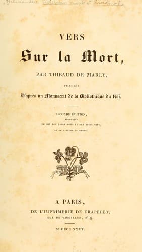 Tapa de Vers sur la mort