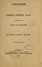 Tapa de Anecdotes of Samuel Johnson, LL. D.