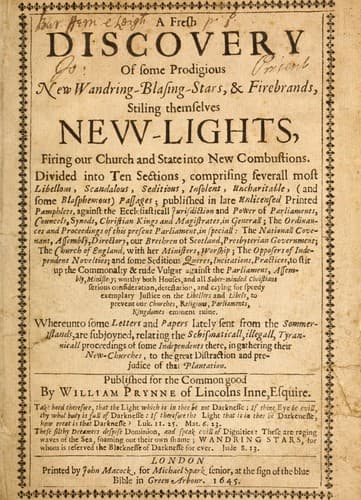 Tapa de A fresh discovery of some prodigious new wandring blasing stars and firebrands stiling themselves New Lights, firing our Church and State into new combustions ...