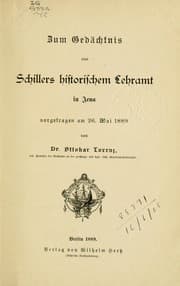 Tapa de Zum Gedächtnis von Schillers historischen Lehramt in Jena