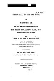 Tapa de Bishop Hall, his life and times: or, Memoirs of ... Joseph Hall