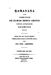 Tapa de Ramayana id est carmen epicum de Ramae rebus gestis, poetae antiquissimi Valmicis opus: Textum ..