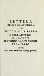 Tapa de Lettera intorno alla sferistica, o sia, Giuoco alla palla degli antichi