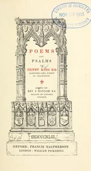 Tapa de Poems and psalms by Henry King ...