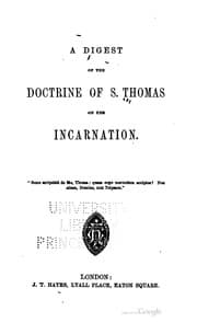 Tapa de A digest of the doctrine of S. Thomas on the Incarnation