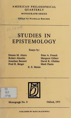 Tapa de Studies in epistemology