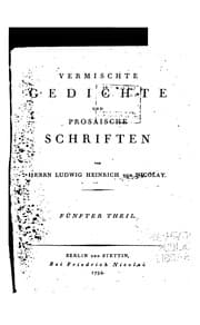 Tapa de Vermischte Gedichte und prosaische Schriften