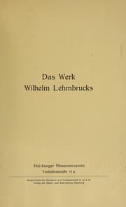 Tapa de Das Werk Wilhelm Lehmbrucks