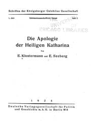Tapa de Die Apologie der Heiligen Katharina