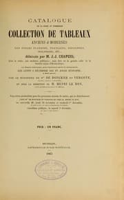 Tapa de Catalogue de la riche et nombreuse collection de tableaux anciens et modernes des écoles flamande, française, espagnole, hollandaise, etc., délaissée par M. J.-J. Chapuis