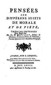 Tapa de Pensées sur différens sujets de morale et de piété