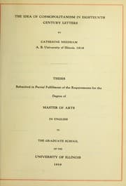 Tapa de The idea of cosmopolitanism in eighteenth century letters